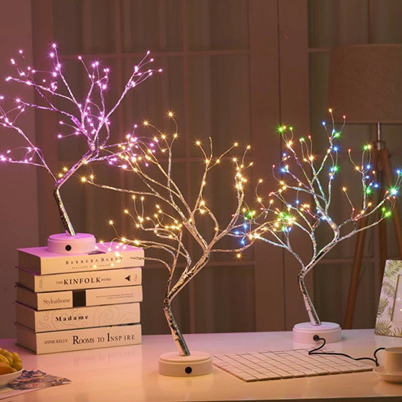 LED Night Light Mini Christmas Tree Copper Wire Garland Lamp For Kids