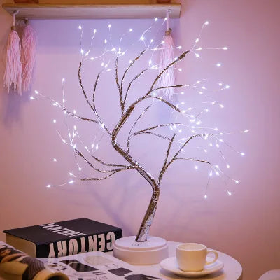 LED Night Light Mini Christmas Tree Copper Wire Garland Lamp For Kids