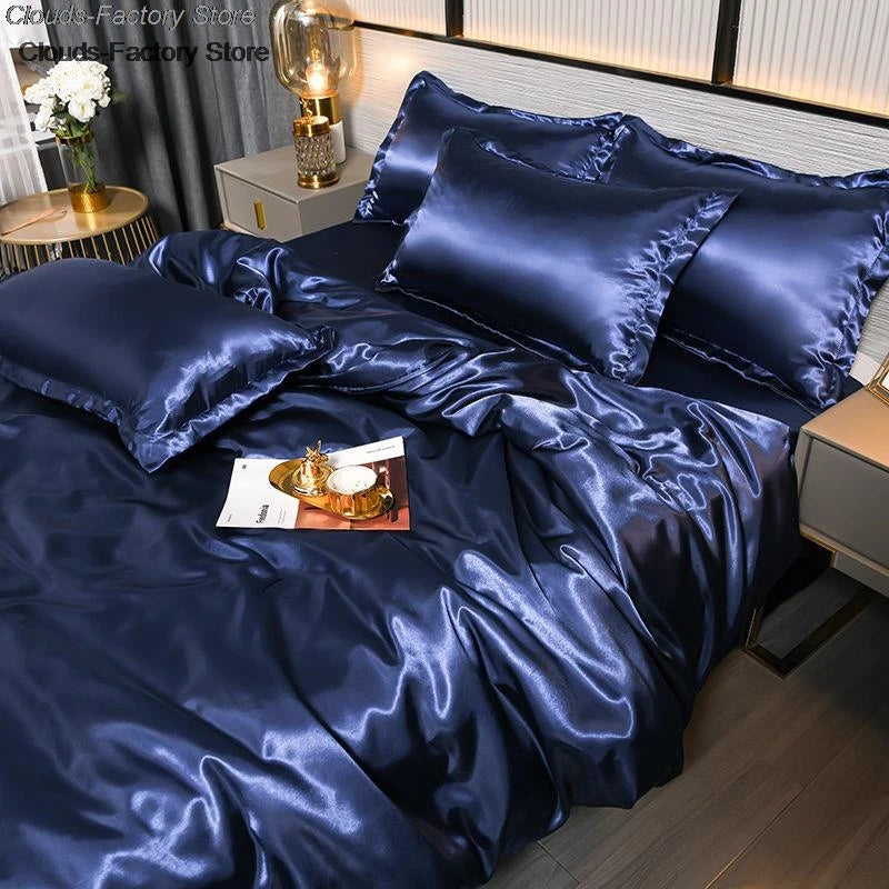 Luxury Mulberry Silky Blending Bedding Set Queen High-end Satin Duvet Cover