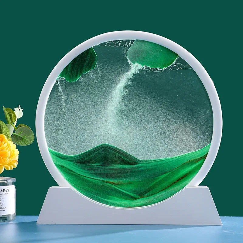 Sand Art Picture Round Glass Deep Sea Sandscape Hourglass Quicksand Craft