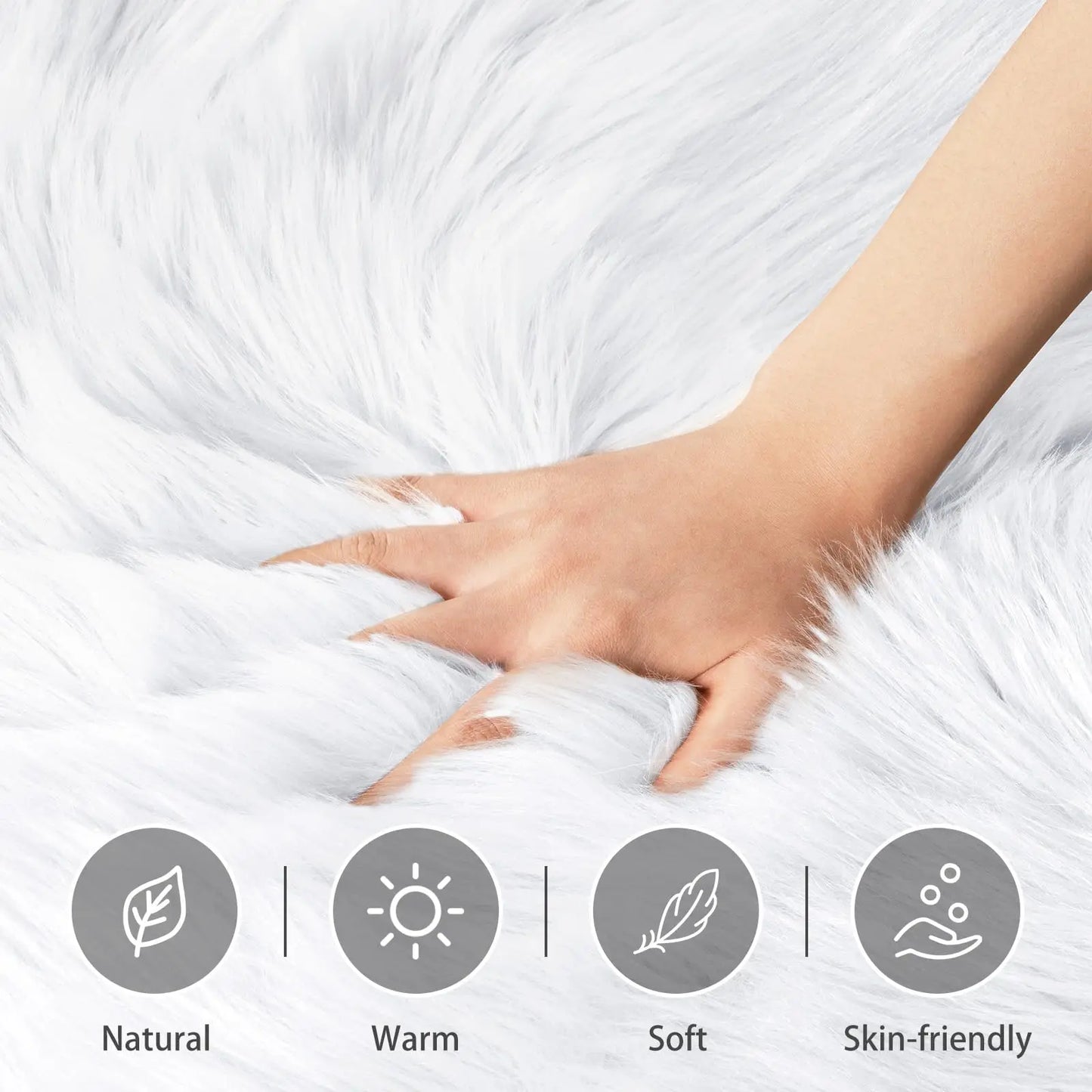 White Faux Sheepskin Fuzzy carpet Fur Rugs for Bedroom bedside Washable Fluffy