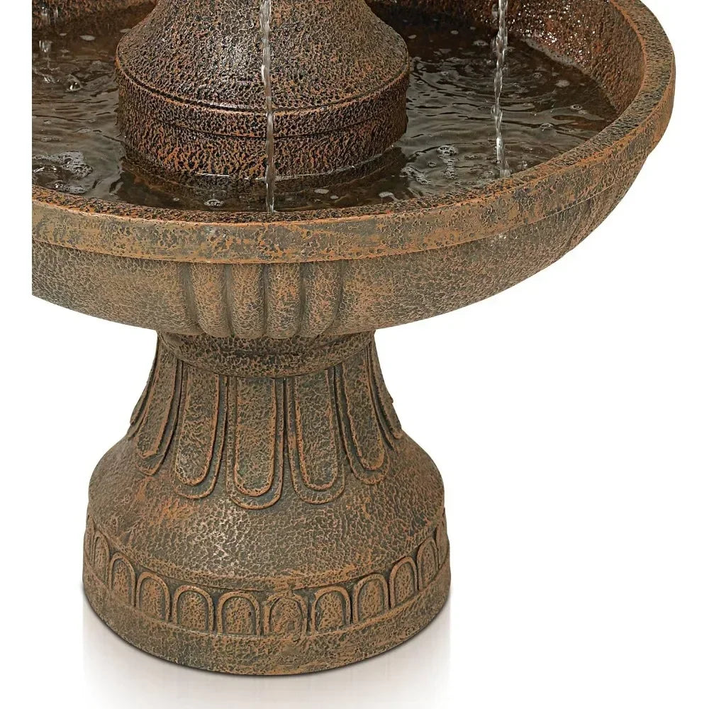 Outdoor Floor Bubbler Fountain and Waterfalls 43" High 3 Tiered Cascading