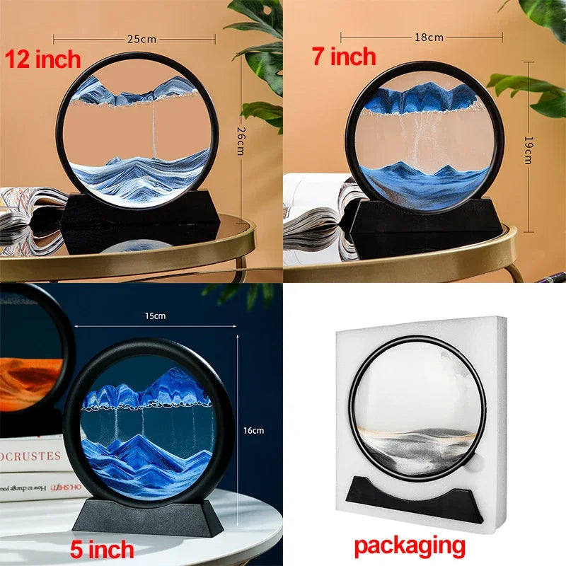 Sand Art Picture Round Glass Deep Sea Sandscape Hourglass Quicksand Craft