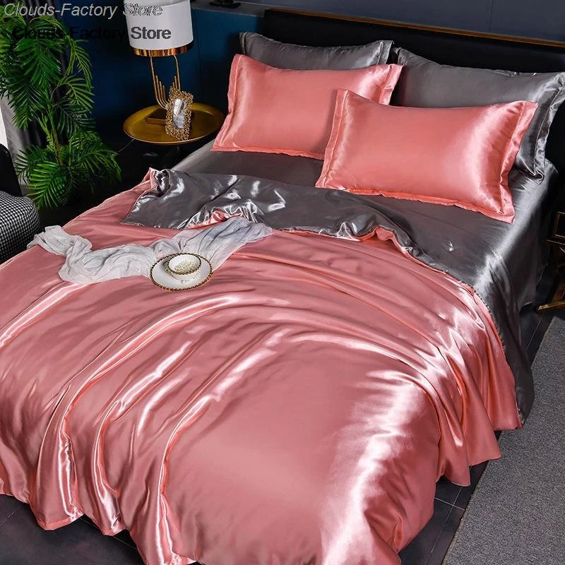 Luxury Mulberry Silky Blending Bedding Set Queen High-end Satin Duvet Cover