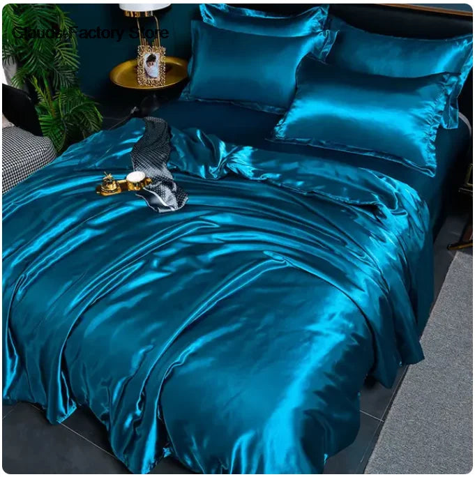 Luxury Mulberry Silky Blending Bedding Set Queen High-end Satin Duvet Cover