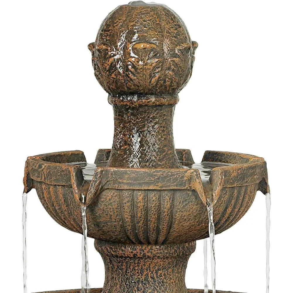 Outdoor Floor Bubbler Fountain and Waterfalls 43" High 3 Tiered Cascading