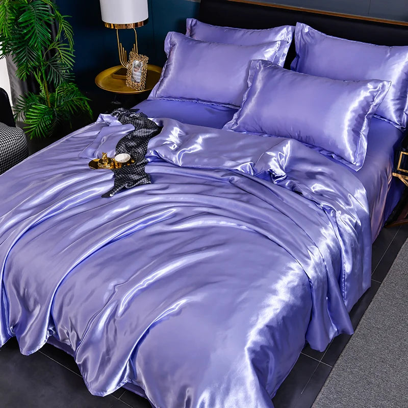 Luxury Mulberry Silky Blending Bedding Set Queen High-end Satin Duvet Cover