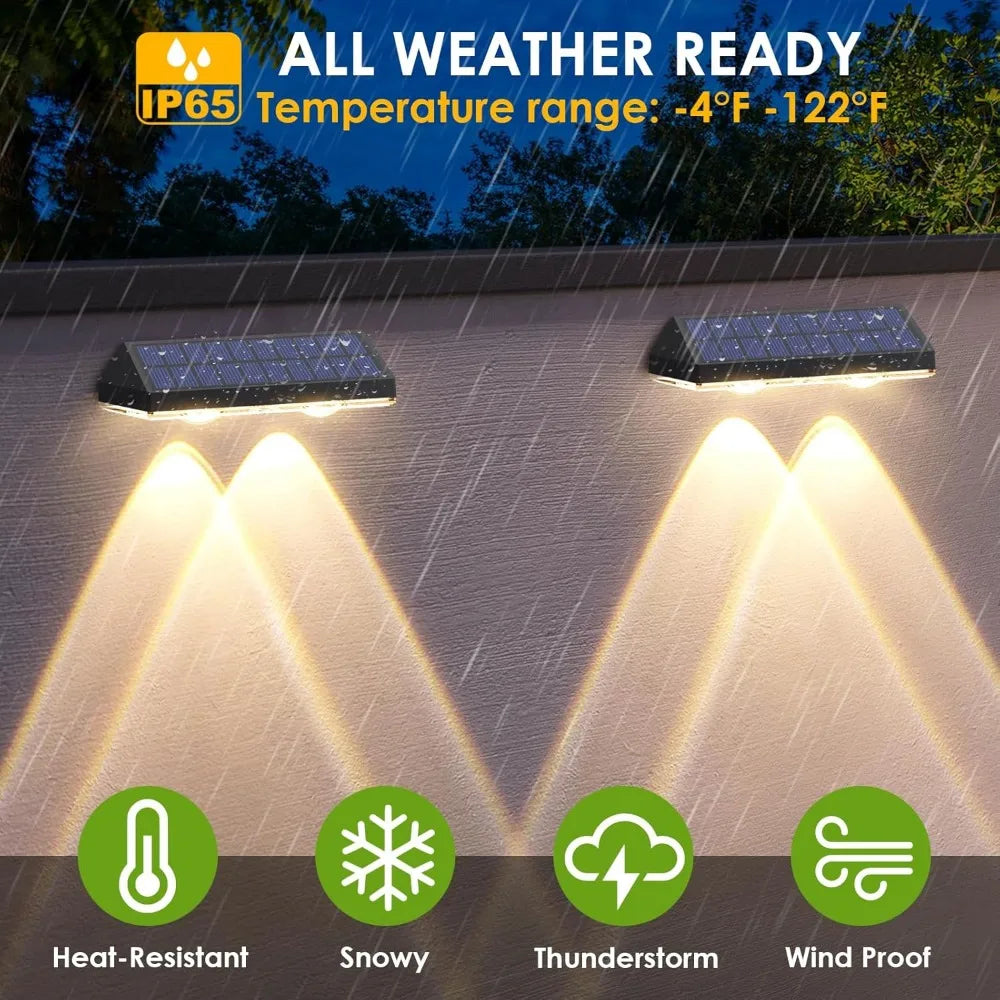 Solar Fence Lights Outdoor - 3 Mode, IP65 Waterproof Fence Solar Lights Outdoor