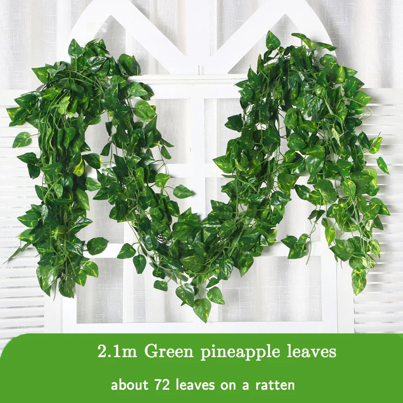 Leaves 2.1m Artificial Plants Green Ivy Garland Wall Hanging Vine Silk Ivy