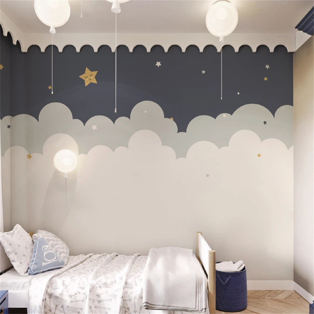 Cloud Star Wallpaper Children's room decoration papel de parede