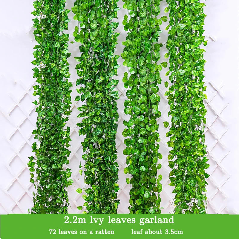 Leaves 2.1m Artificial Plants Green Ivy Garland Wall Hanging Vine Silk Ivy