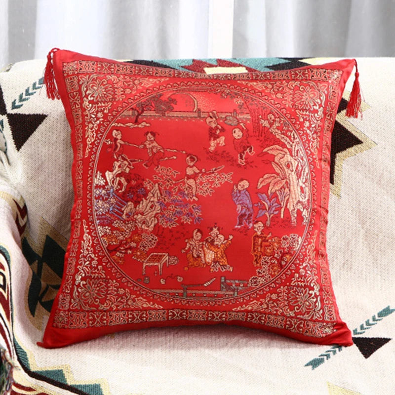 Chinese Red Embroidery Throw Pillow New Year/Engaged/Wedding Gifts Sofa