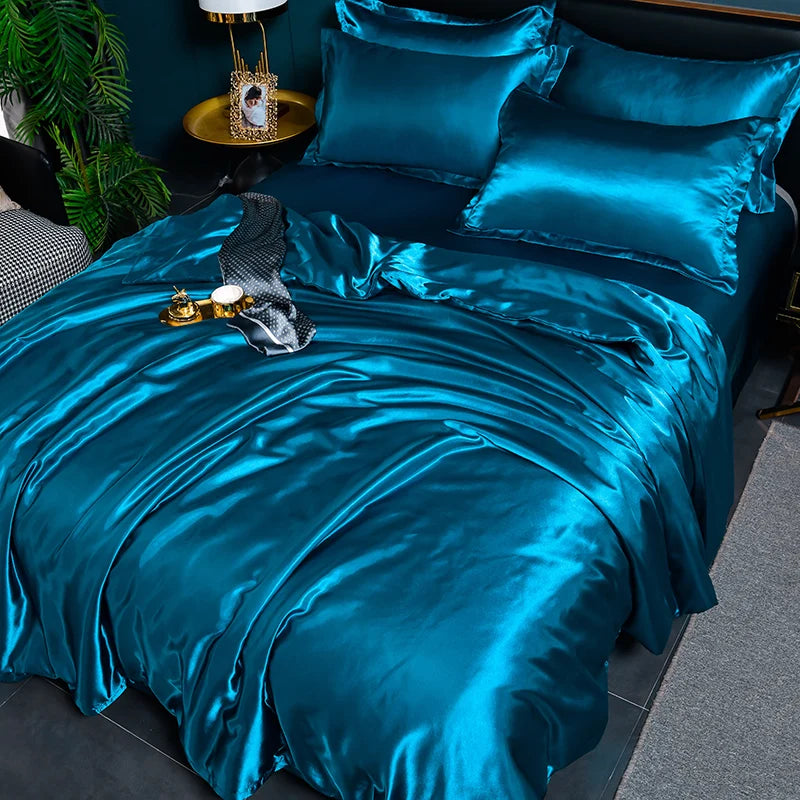 Luxury Mulberry Silky Blending Bedding Set Queen High-end Satin Duvet Cover