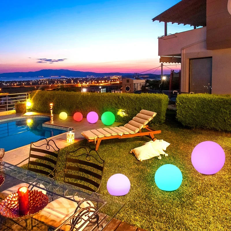 Outdoor LED Garden Ball Lights Remote Control Floor Street Lawn Lamp Swimming