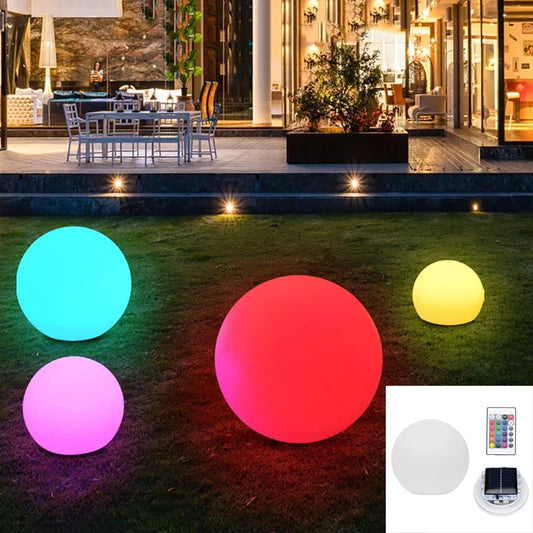 Outdoor LED Garden Ball Lights Remote Control Floor Street Lawn Lamp Swimming