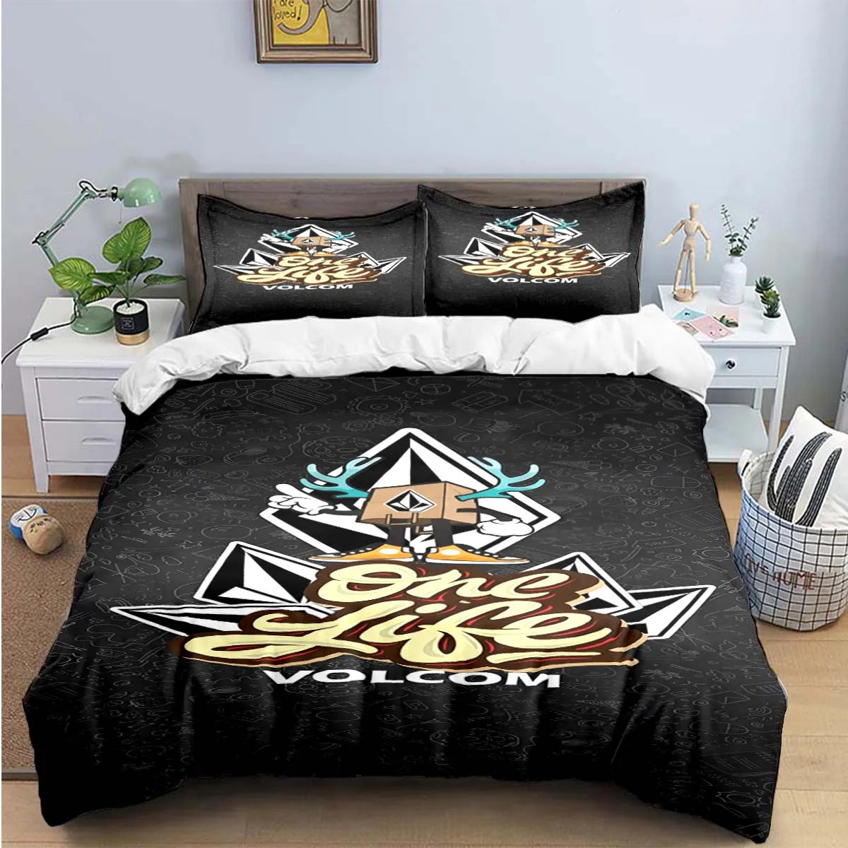 Exquisite V-VOLCOM Print Bedding Sets Exquisite Bed Supplies Set Duvet Cover Bed