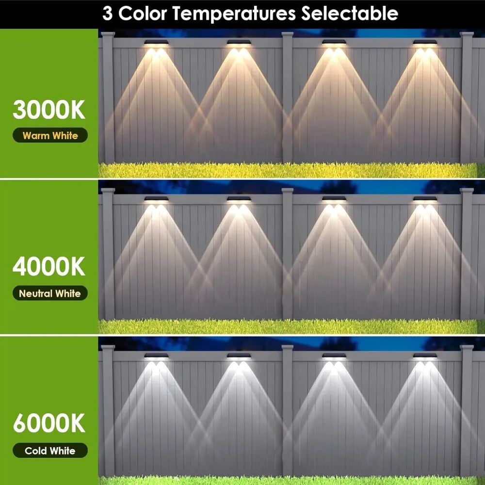 Solar Fence Lights Outdoor - 3 Mode, IP65 Waterproof Fence Solar Lights Outdoor