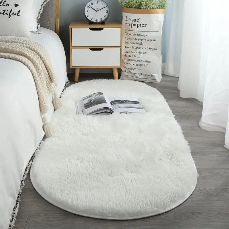 Carpet Thick Oval Living Room Rug White Bedroom Balcony Cushion