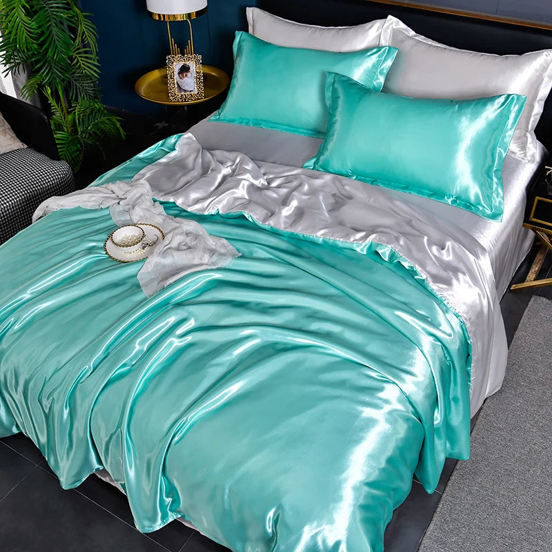 Luxury Mulberry Silky Blending Bedding Set Queen High-end Satin Duvet Cover