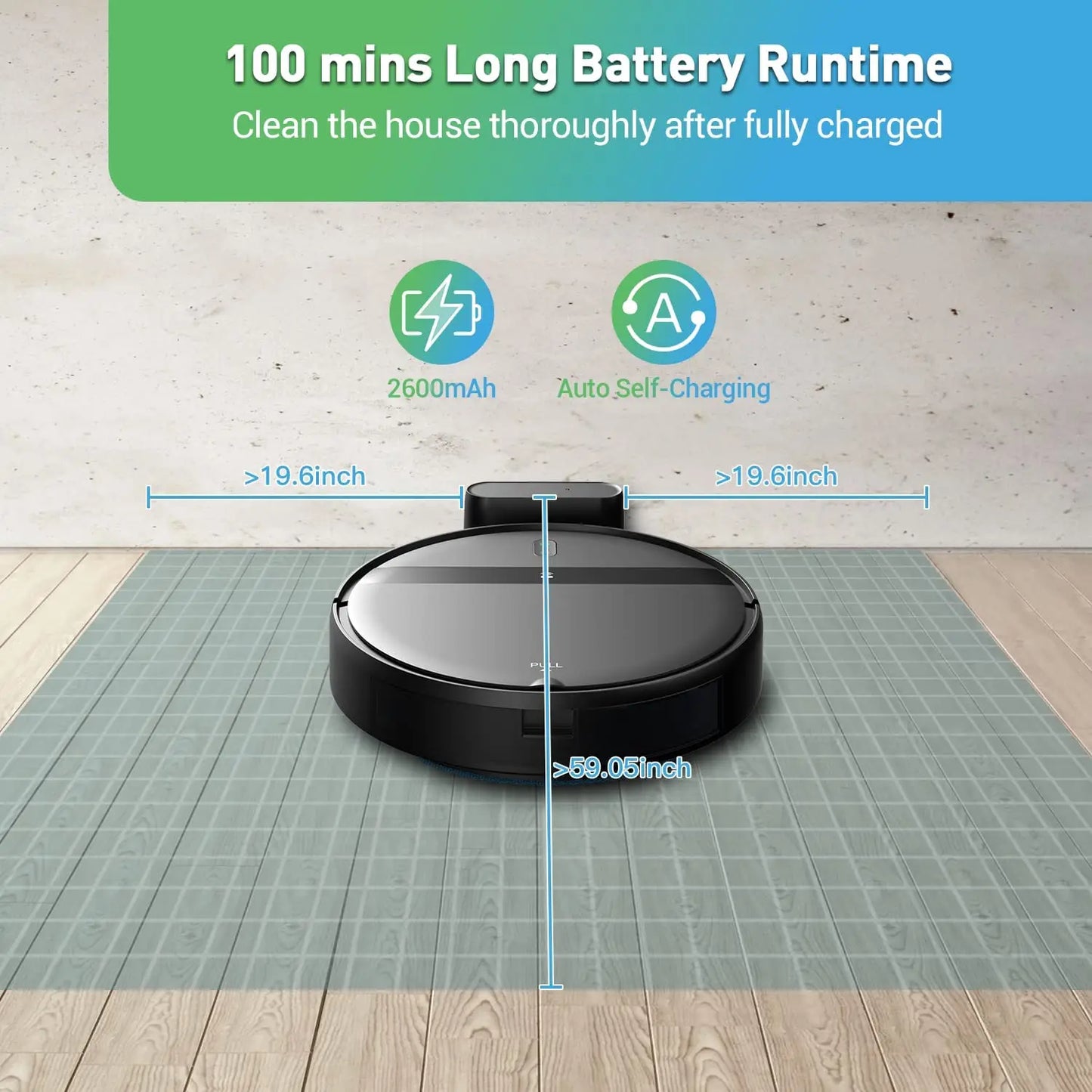 Robot Vacuum Cleaner 1400Pa Strong Suction 2500mAh Battery 3in1