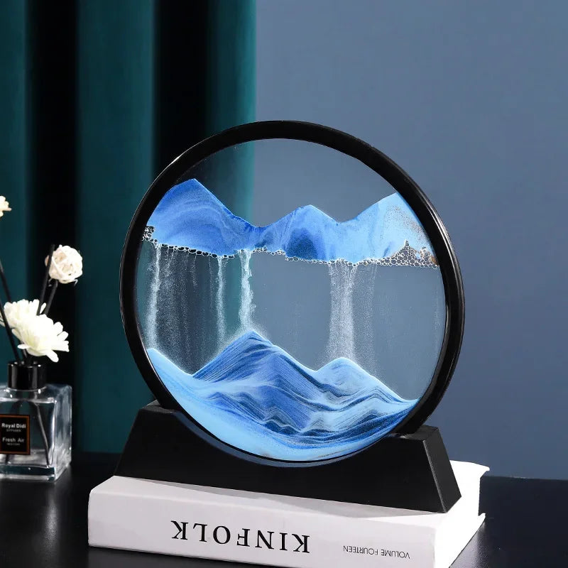 Sand Art Picture Round Glass Deep Sea Sandscape Hourglass Quicksand Craft