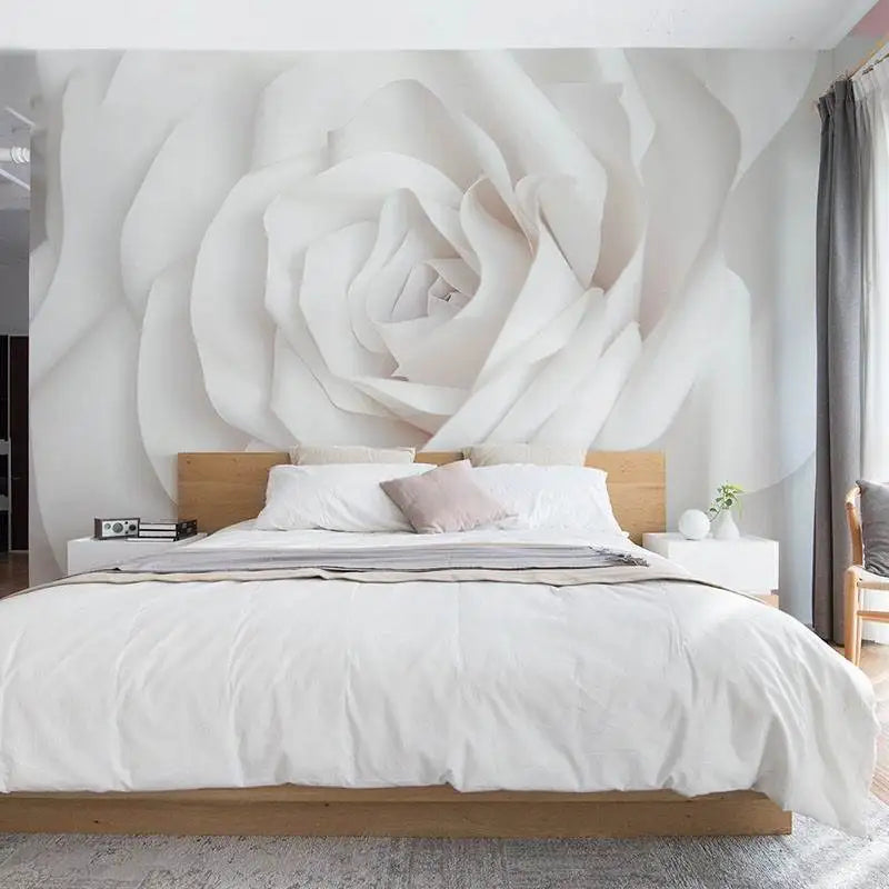 Custom White rose Wallpaper Mural Bedroom Living Room TV Background papel de parede