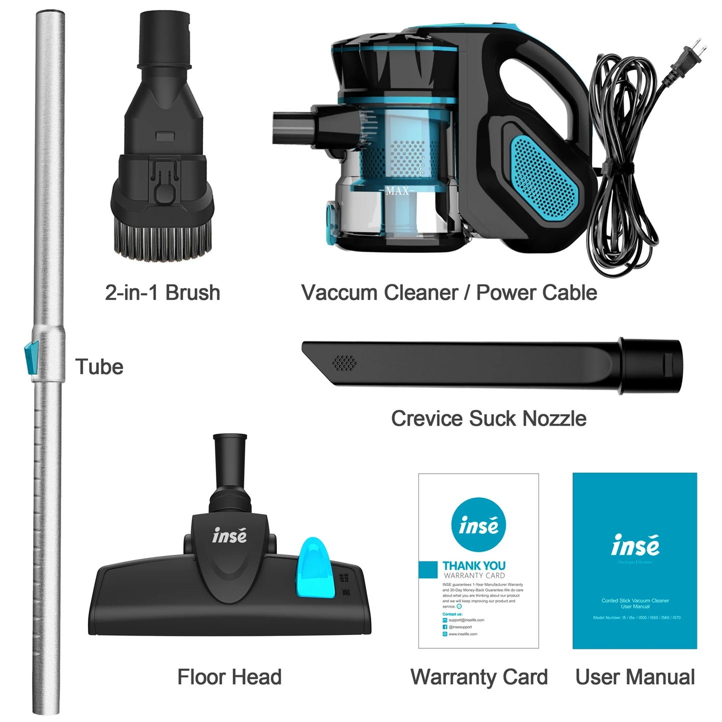 Vacuum Cleaner Corded INSE I5 18Kpa Powerful Suction 600W Motor Stick Handheld