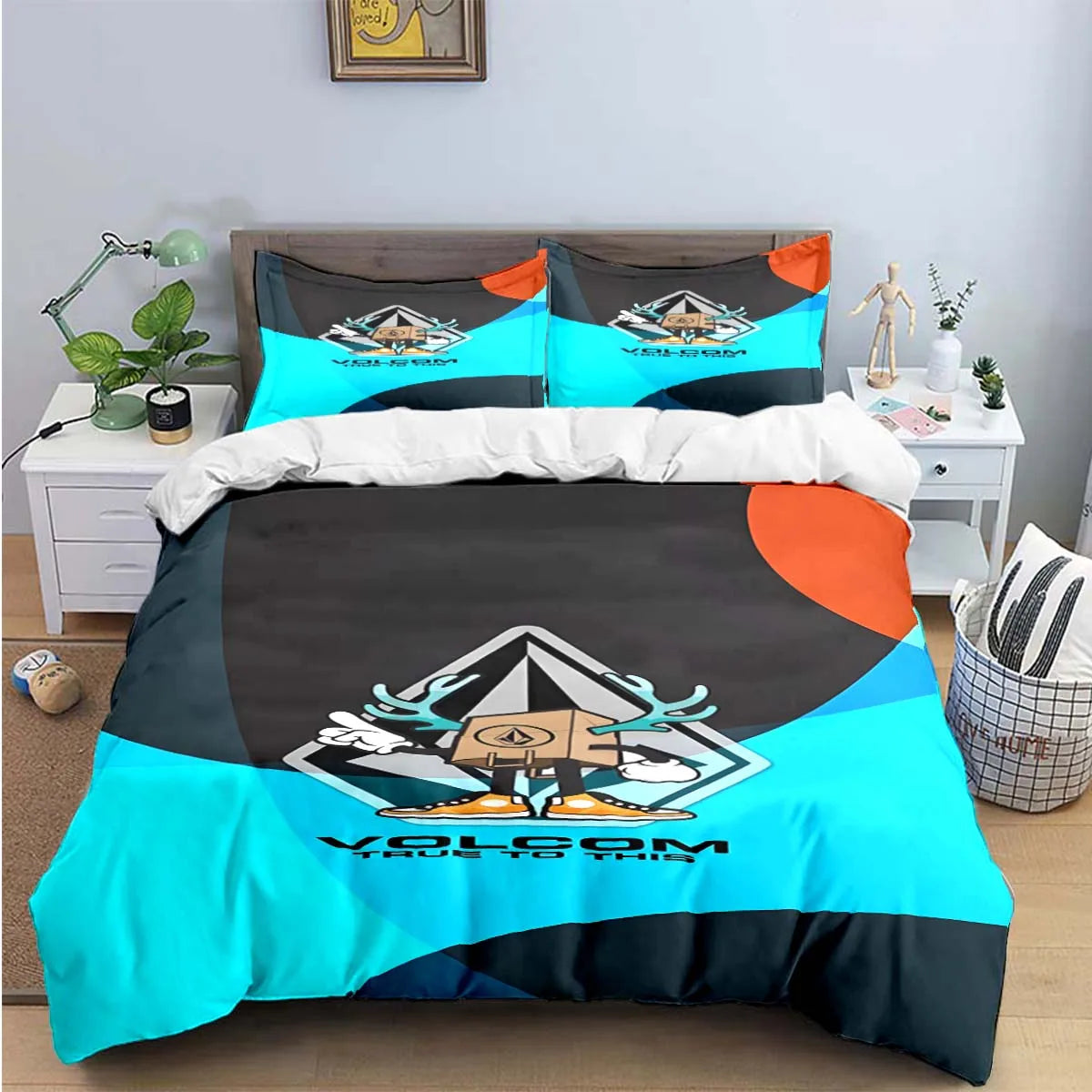 Exquisite V-VOLCOM Print Bedding Sets Exquisite Bed Supplies Set Duvet Cover Bed