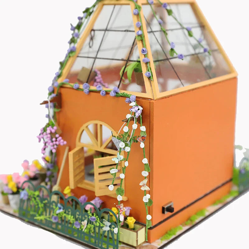 DIY Wooden Flower Garden Room Casa Miniature Building Kits