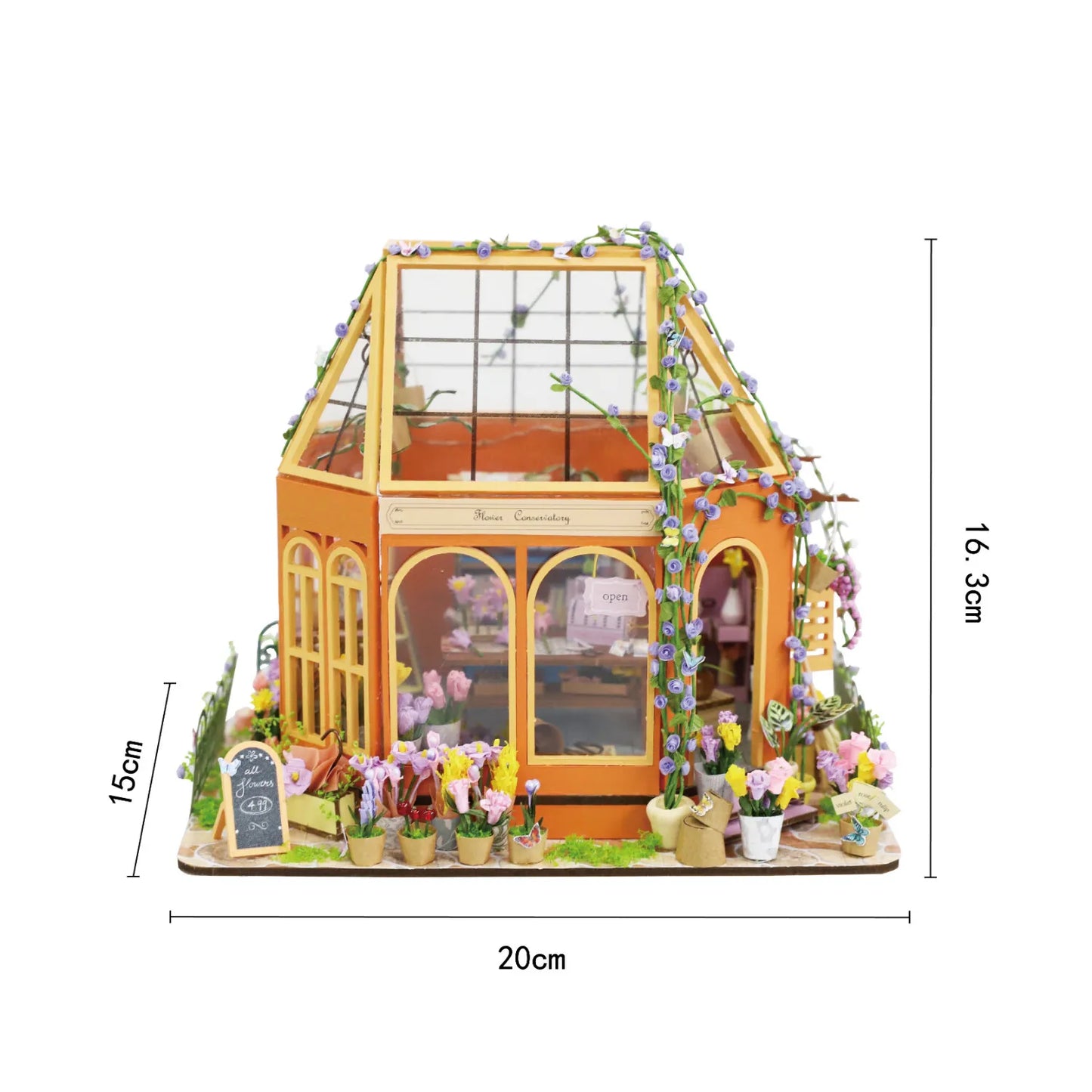 DIY Wooden Flower Garden Room Casa Miniature Building Kits