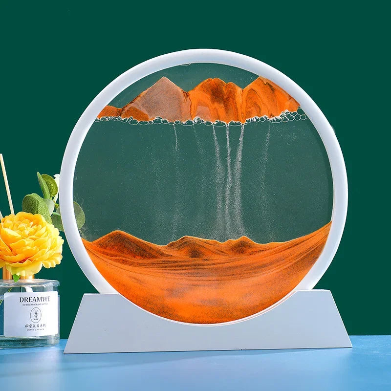 Sand Art Picture Round Glass Deep Sea Sandscape Hourglass Quicksand Craft