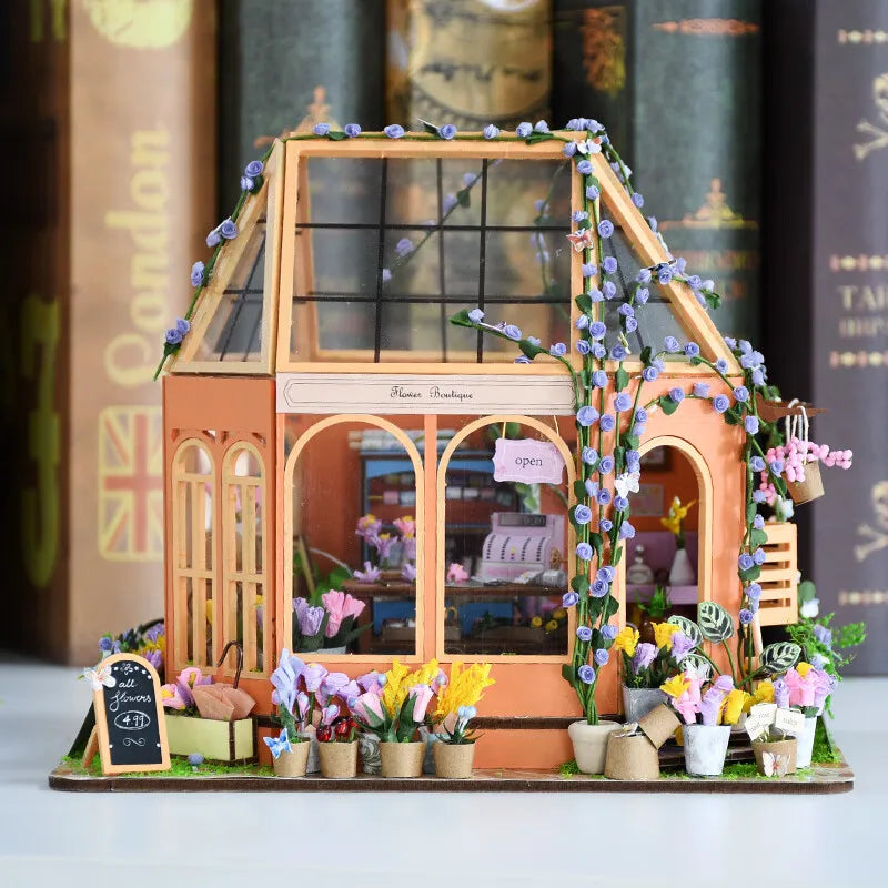 DIY Wooden Flower Garden Room Casa Miniature Building Kits