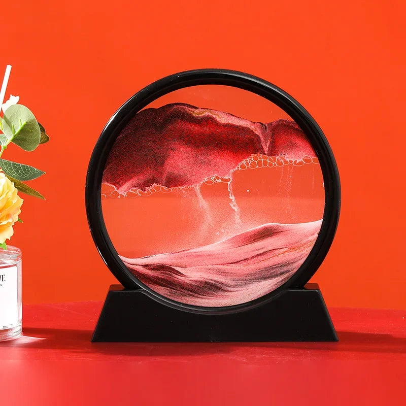 Sand Art Picture Round Glass Deep Sea Sandscape Hourglass Quicksand Craft