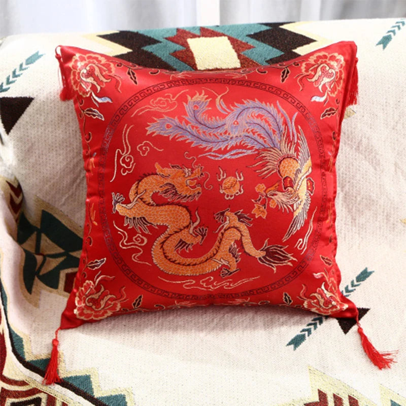 Chinese Red Embroidery Throw Pillow New Year/Engaged/Wedding Gifts Sofa