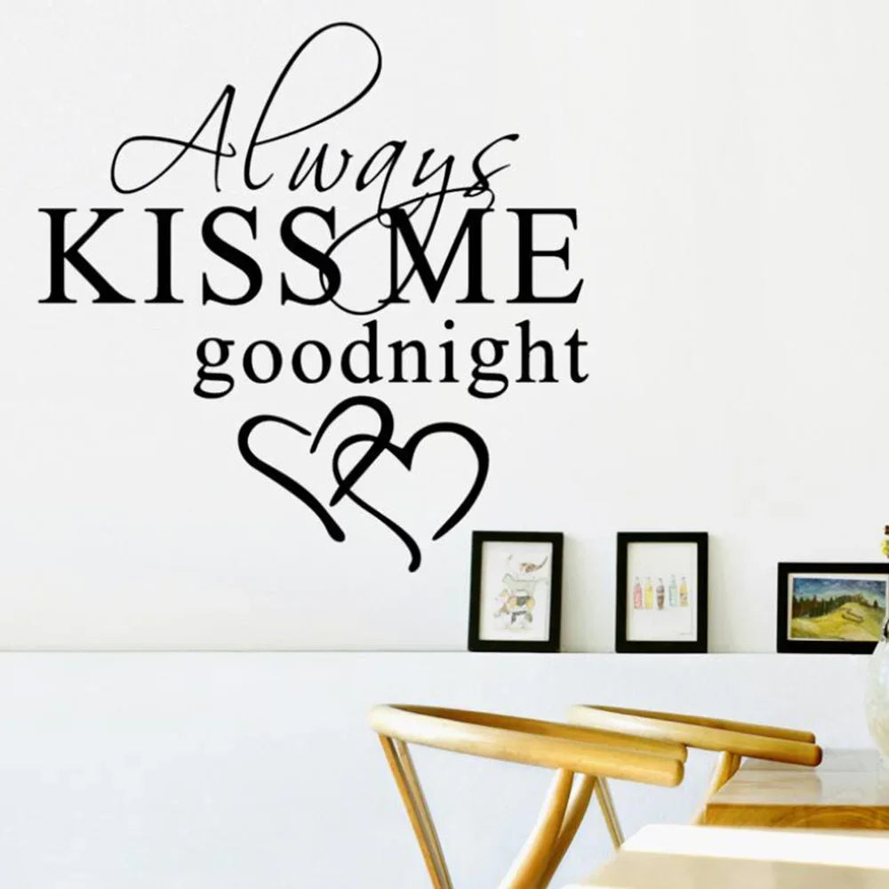 Modern Wall Sticker Always Kiss Me Goodnight Art Decor Wall Stickers