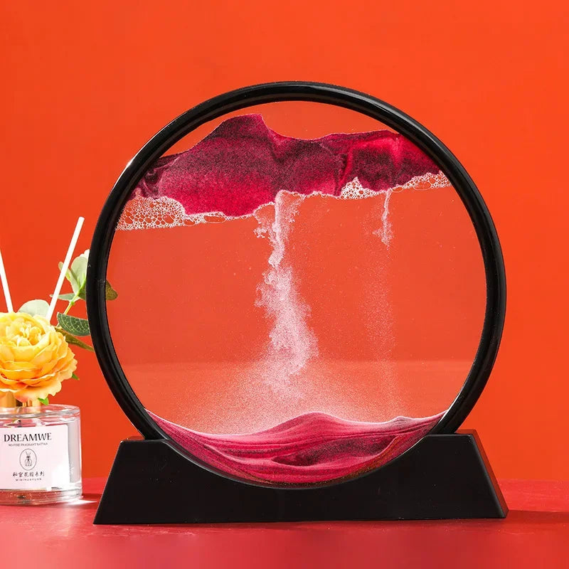 Sand Art Picture Round Glass Deep Sea Sandscape Hourglass Quicksand Craft