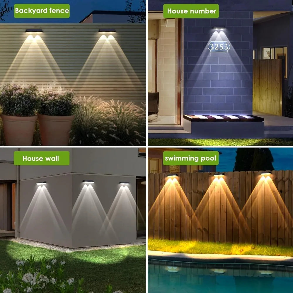 Solar Fence Lights Outdoor - 3 Mode, IP65 Waterproof Fence Solar Lights Outdoor