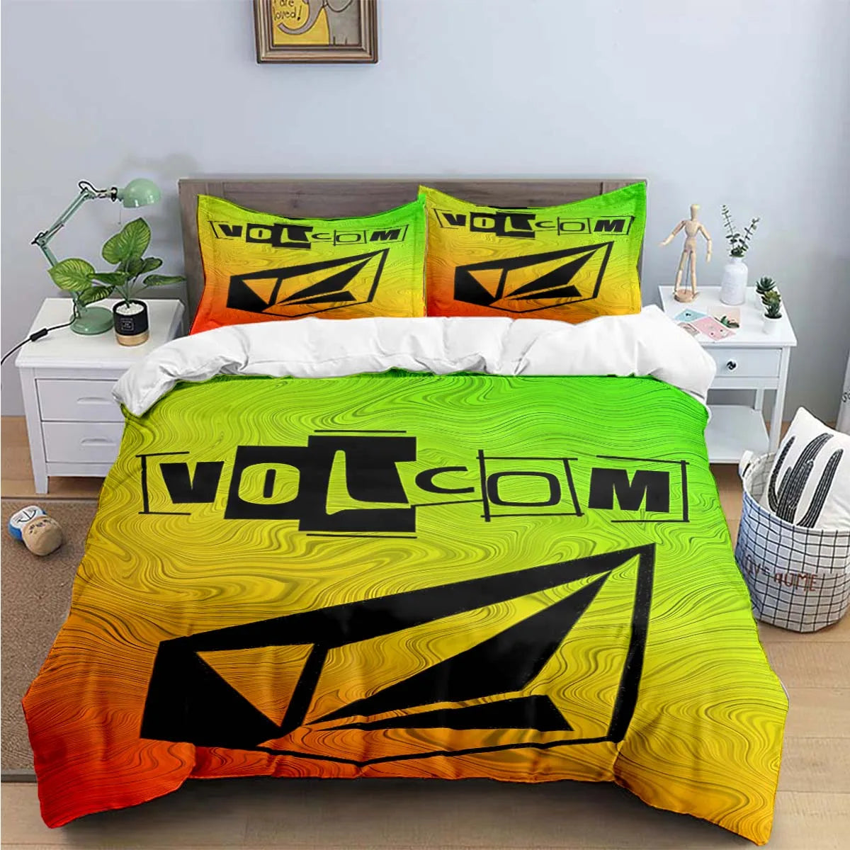 Exquisite V-VOLCOM Print Bedding Sets Exquisite Bed Supplies Set Duvet Cover Bed