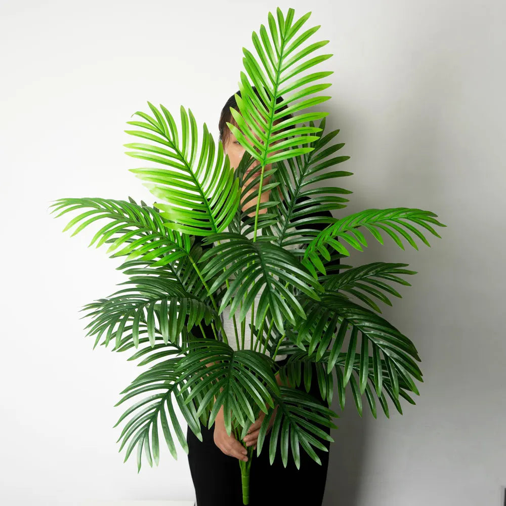 Large Artificial Palm Tree Tropical Fake Plants Green Plastic Palm Leafs Big