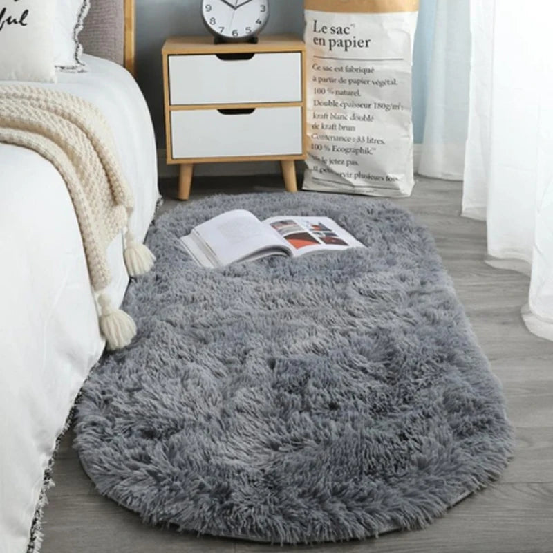 Carpet Thick Oval Living Room Rug White Bedroom Balcony Cushion