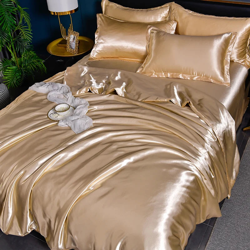 Luxury Mulberry Silky Blending Bedding Set Queen High-end Satin Duvet Cover