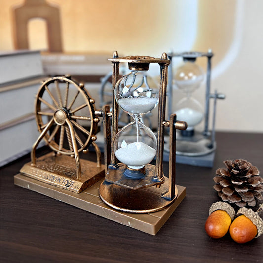 Vintage Ferris Wheel Statue Hourglass Sand Clock Retro Desk Timer Decor