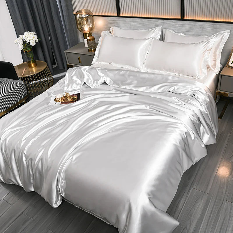 Luxury Mulberry Silky Blending Bedding Set Queen High-end Satin Duvet Cover