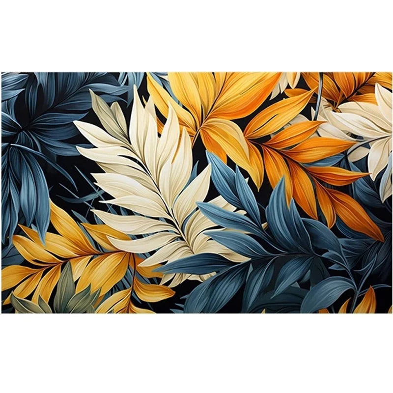 Custom 3D Photo Mural Paper Large Feather Leaves Bright Color Retro Wallpaper Bedroom