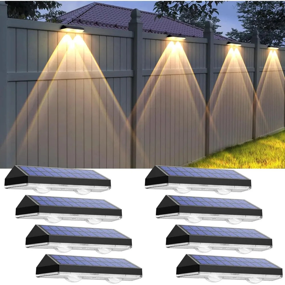 Solar Fence Lights Outdoor - 3 Mode, IP65 Waterproof Fence Solar Lights Outdoor