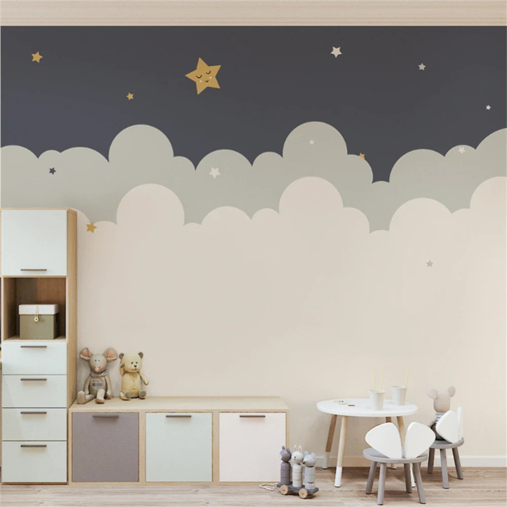 Cloud Star Wallpaper Children's room decoration papel de parede