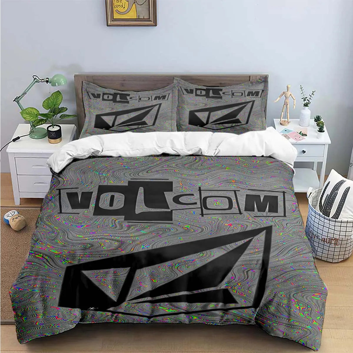 Exquisite V-VOLCOM Print Bedding Sets Exquisite Bed Supplies Set Duvet Cover Bed