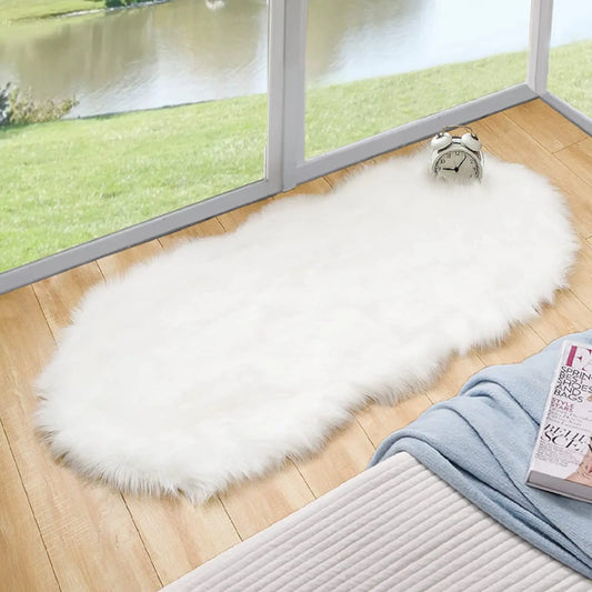 White Faux Sheepskin Fuzzy carpet Fur Rugs for Bedroom bedside Washable Fluffy