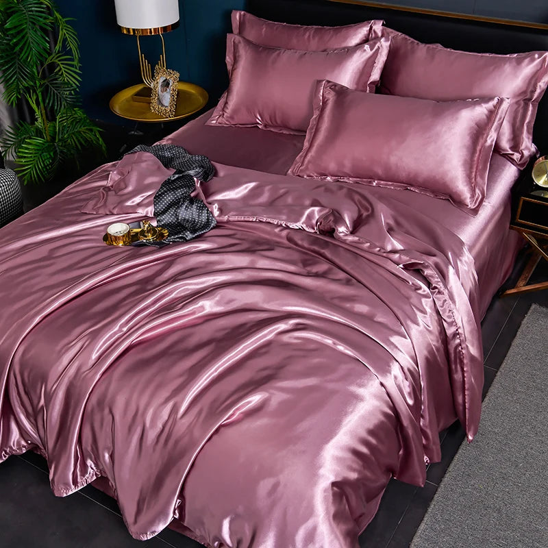 Luxury Mulberry Silky Blending Bedding Set Queen High-end Satin Duvet Cover