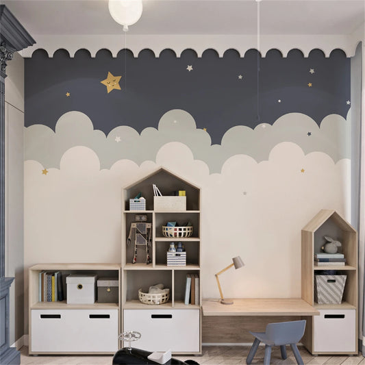 Cloud Star Wallpaper Children's room decoration papel de parede